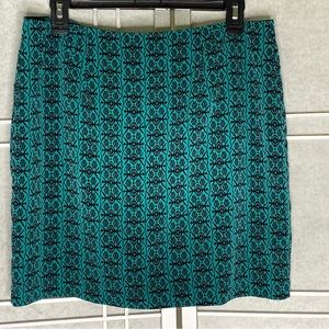 FOREVER 21 Teal & Black Patterned Wrap Skirt Sz L